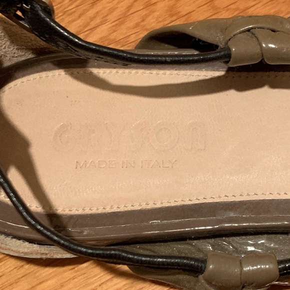 Gryson Olive Patent Leather Cut-Out Sandals - Picture 8 of 8